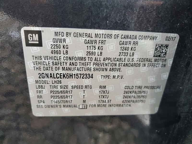 Aukcja sprzedaży 2017 Chevrolet Equinox, vin: 2GNALCEK6H1572334, numer aukcji: 58930046
