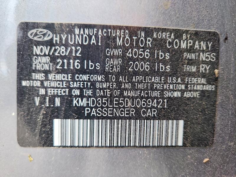 2013 Hyundai Elantra Gt მანქანა იყიდება აუქციონზე, vin: KMHD35LE5DU069421, აუქციონის ნომერი: 58414016