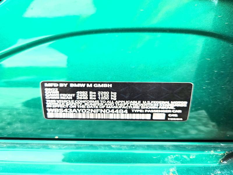 2022 Bmw M3 მანქანა იყიდება აუქციონზე, vin: WBS43AY02NFN04484, აუქციონის ნომერი: 56314926