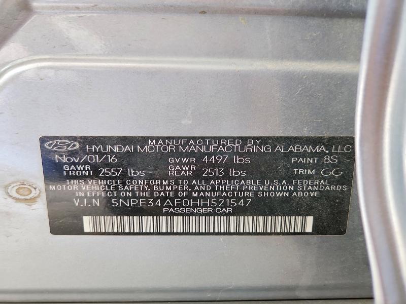 Продажа на аукционе авто 2017 Hyundai Sonata, vin: 5NPE34AF0HH521547, номер лота: 58208016