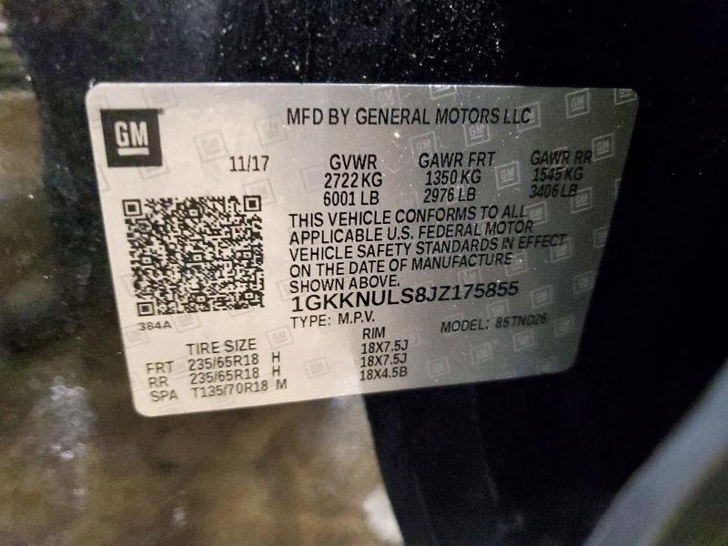 58599476 :رقم المزاد ، 1GKKNULS8JZ175855 vin ، 2018 Gmc Acadia مزاد بيع