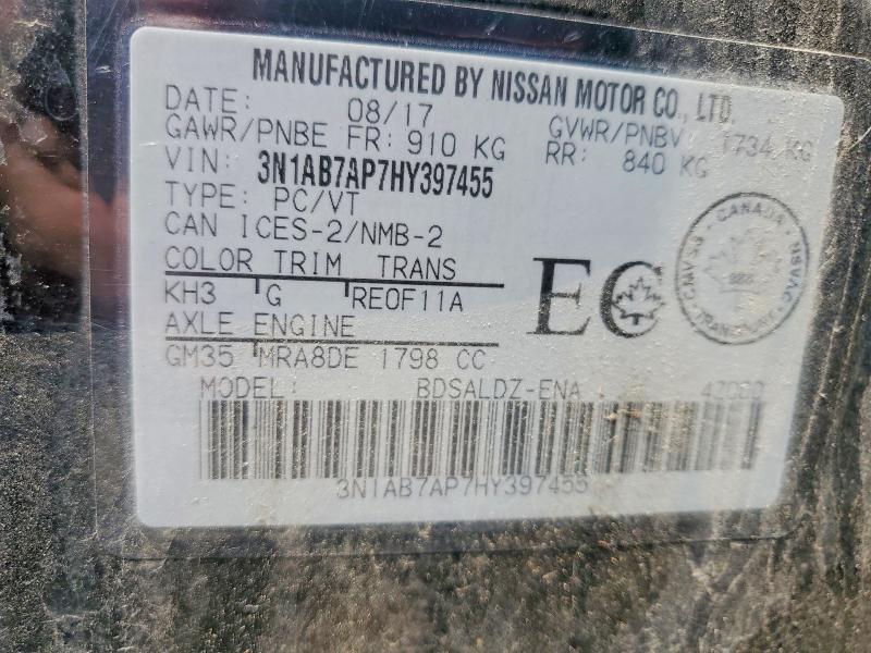 Aukcja sprzedaży 2017 Nissan Sentra, vin: 3N1AB7AP7HY397455, numer aukcji: 56454336