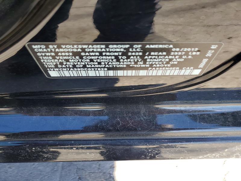 Продажа на аукционе авто 2013 Volkswagen Passat, vin: 1VWCN7A39DC027828, номер лота: 55839056