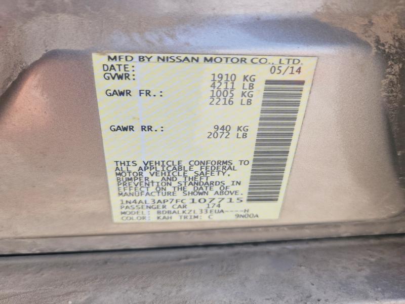 Aukcja sprzedaży 2015 Nissan Altima, vin: 1N4AL3AP7FC107715, numer aukcji: 58873426