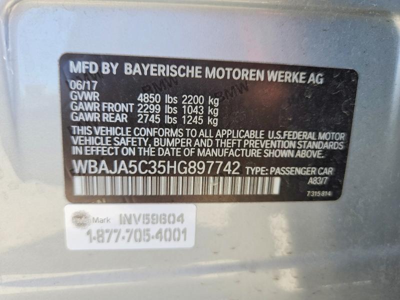 Продаж на аукціоні авто 2017 Bmw 530, vin: WBAJA5C35HG897742, номер лоту: 57596276