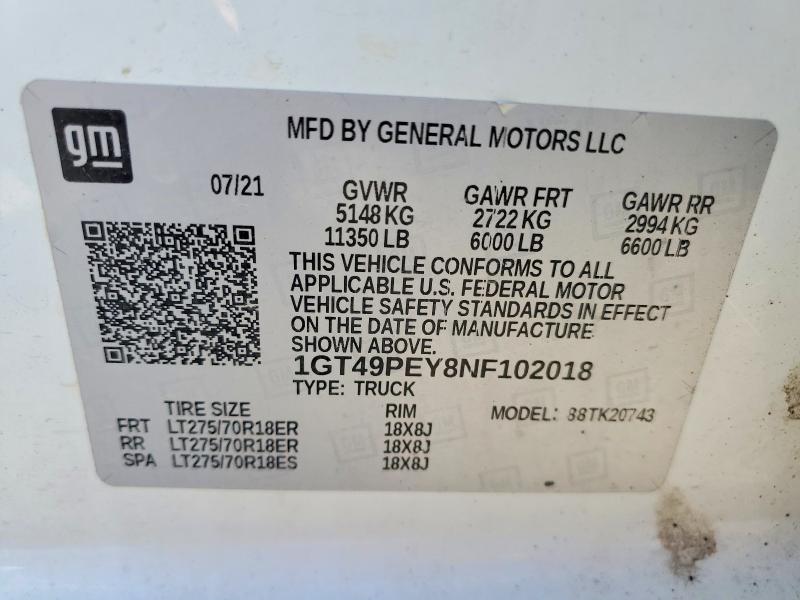 Продажа на аукционе авто 2022 Gmc Sierra, vin: 1GT49PEY8NF102018, номер лота: 57086196