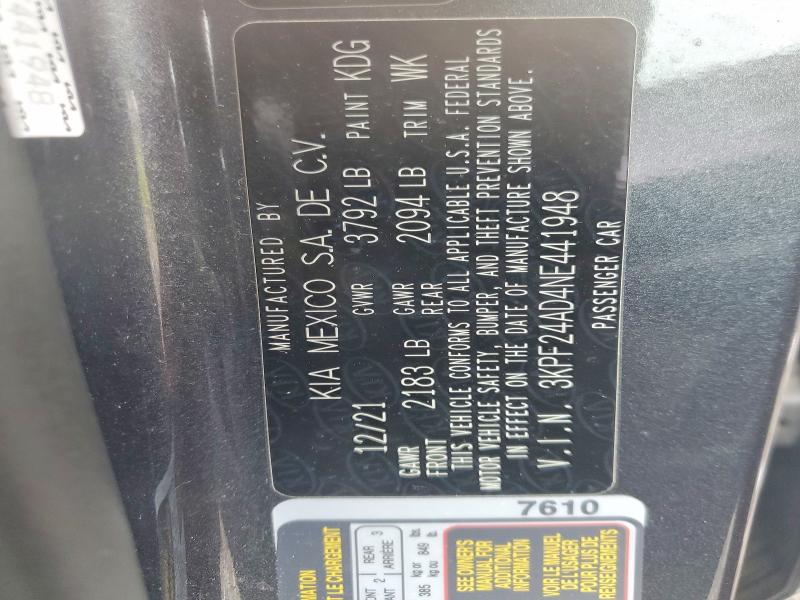 Продаж на аукціоні авто 2022 Kia Forte, vin: 3KPF24AD4NE441948, номер лоту: 57403606