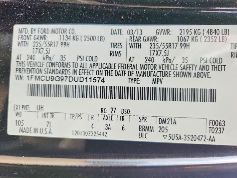 Aukcja sprzedaży 2013 Ford Escape, vin: 1FMCU9G97DUD11574, numer aukcji: 57693046