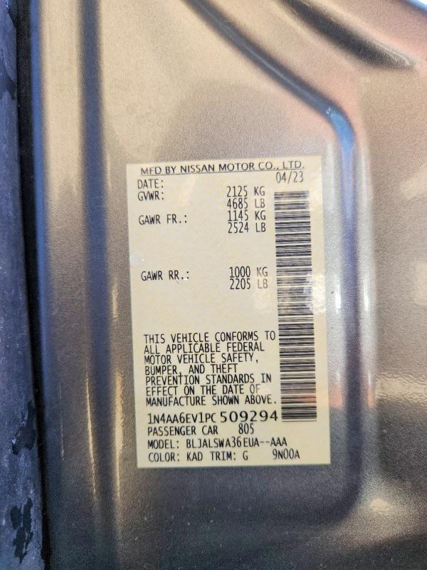 2023 Nissan Maxima მანქანა იყიდება აუქციონზე, vin: 1N4AA6EV1PC509294, აუქციონის ნომერი: 58049826