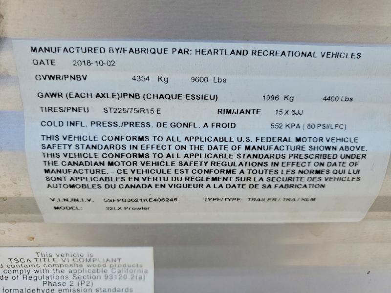 Продаж на аукціоні авто 2019 Prowler Recreational Vehicle (rv), vin: 5SFPB3621KE406245, номер лоту: 58485836