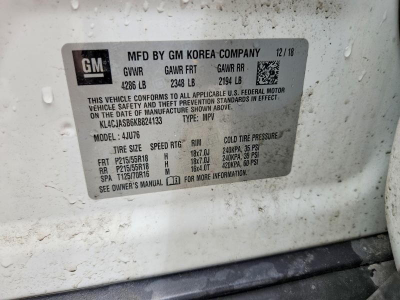 57418936 :رقم المزاد ، KL4CJASB6KB824133 vin ، 2019 Buick Encore مزاد بيع