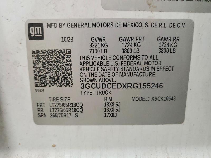 Aukcja sprzedaży 2024 Chevrolet Silverado, vin: 3GCUDCEDXRG155246, numer aukcji: 55891376