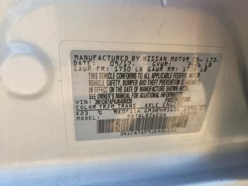 Aukcja sprzedaży 2018 Nissan Versa, vin: 3N1CN7AP9JK406035, numer aukcji: 58304046