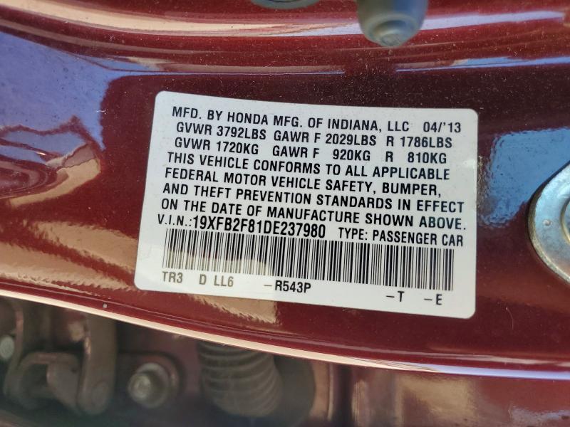 Продажа на аукционе авто 2013 Honda Civic, vin: 19XFB2F81DE237980, номер лота: 56500506