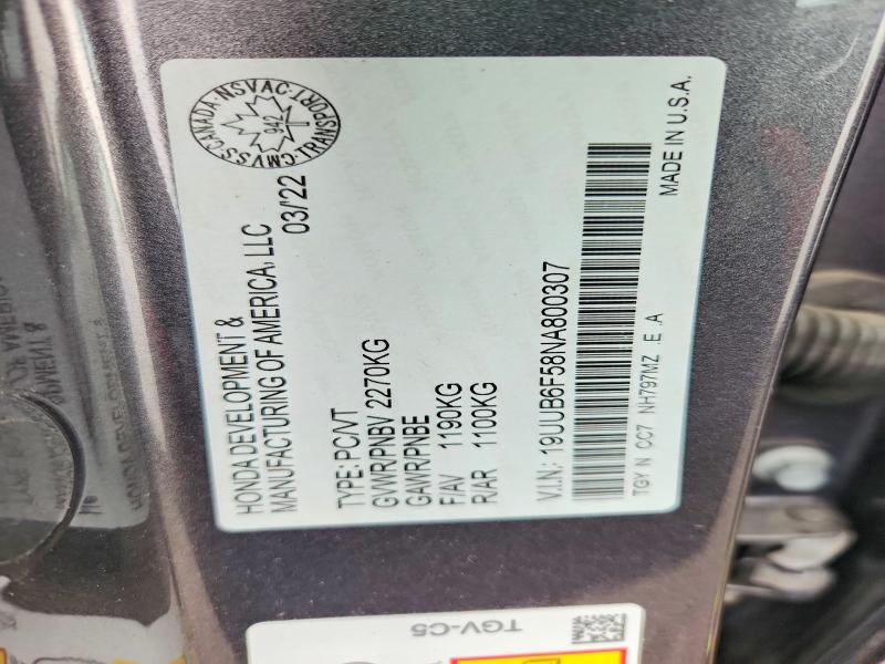 Продажа на аукционе авто 2022 Acura Tlx, vin: 19UUB6F58NA800307, номер лота: 58401826