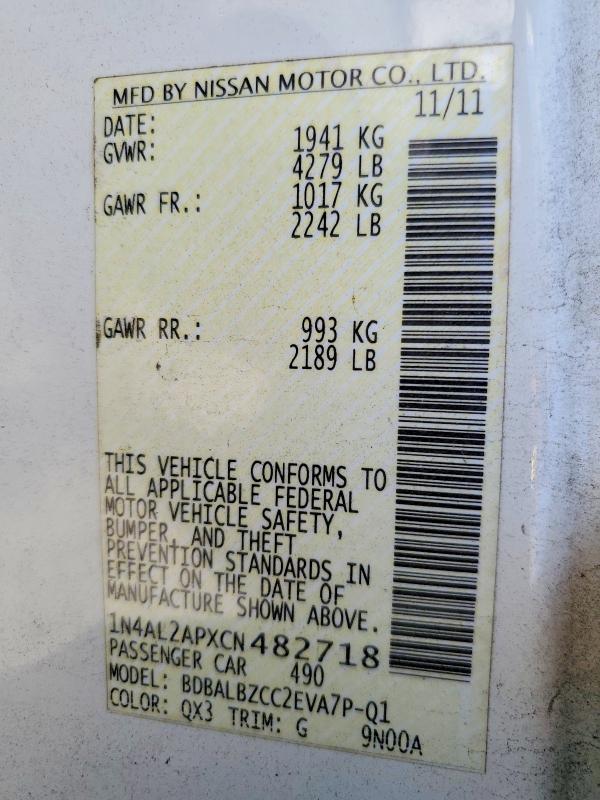 59190506 :رقم المزاد ، 1N4AL2APXCN482718 vin ، 2012 Nissan Altima مزاد بيع
