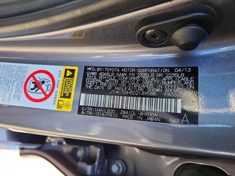 Auction sale of the 2013 Lexus Ct, vin: JTHKD5BH5D2149588, lot number: 56971666