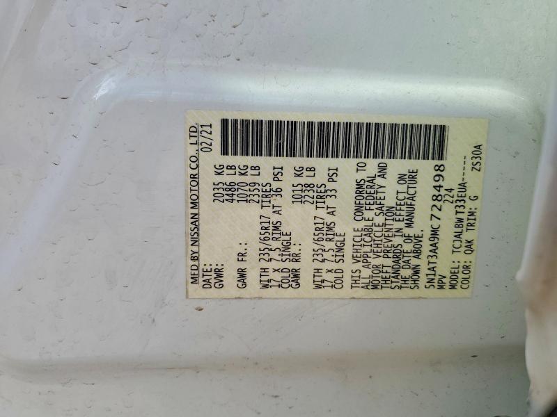 Продаж на аукціоні авто 2021 Nissan Rogue, vin: 5N1AT3AA9MC728498, номер лоту: 57959226