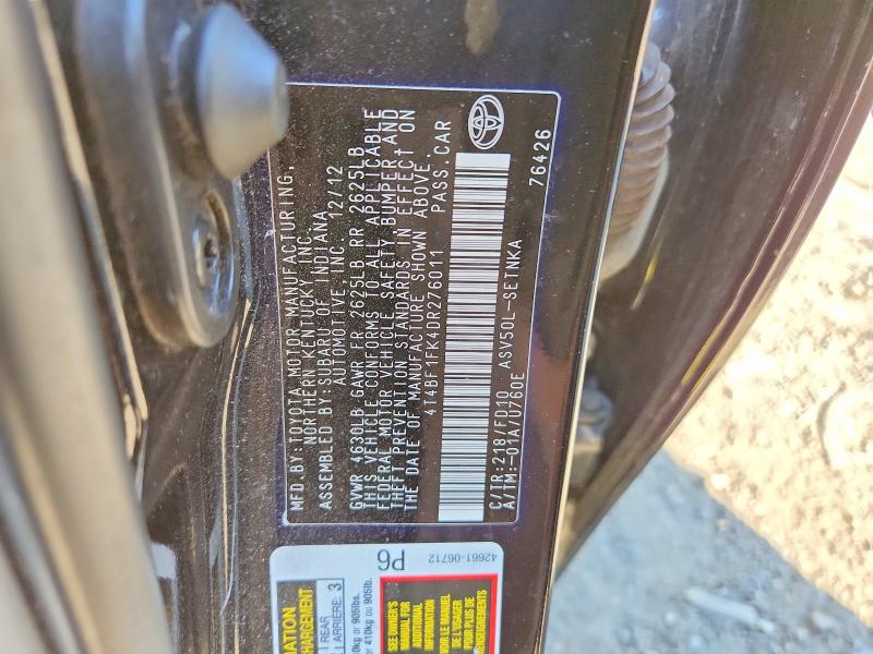 56067026 :رقم المزاد ، 4T4BF1FK4DR276011 vin ، 2013 Toyota Camry مزاد بيع