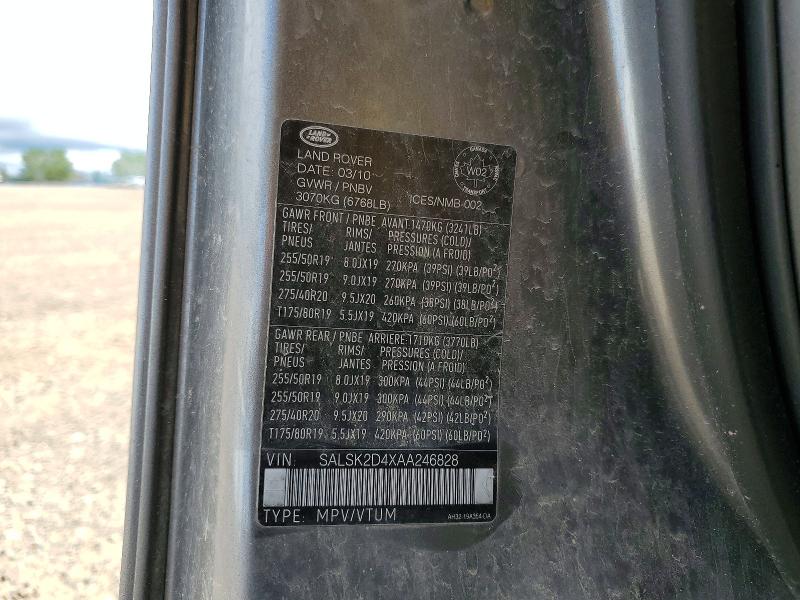 Продаж на аукціоні авто 2010 Land Rover Range Rover Sport, vin: SALSK2D4XAA246828, номер лоту: 57714746