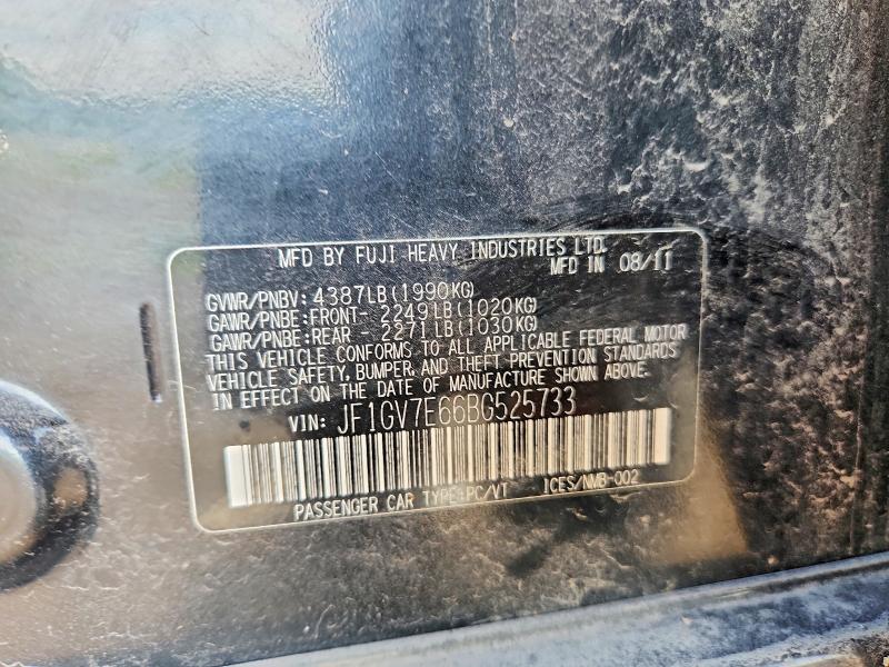 2011 Subaru Impreza მანქანა იყიდება აუქციონზე, vin: JF1GV7E66BG525733, აუქციონის ნომერი: 56575836