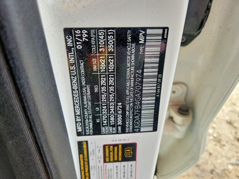 56984016 :رقم المزاد ، 4JGDA7FB4GA707974 vin ، 2016 Mercedes-benz Gle مزاد بيع