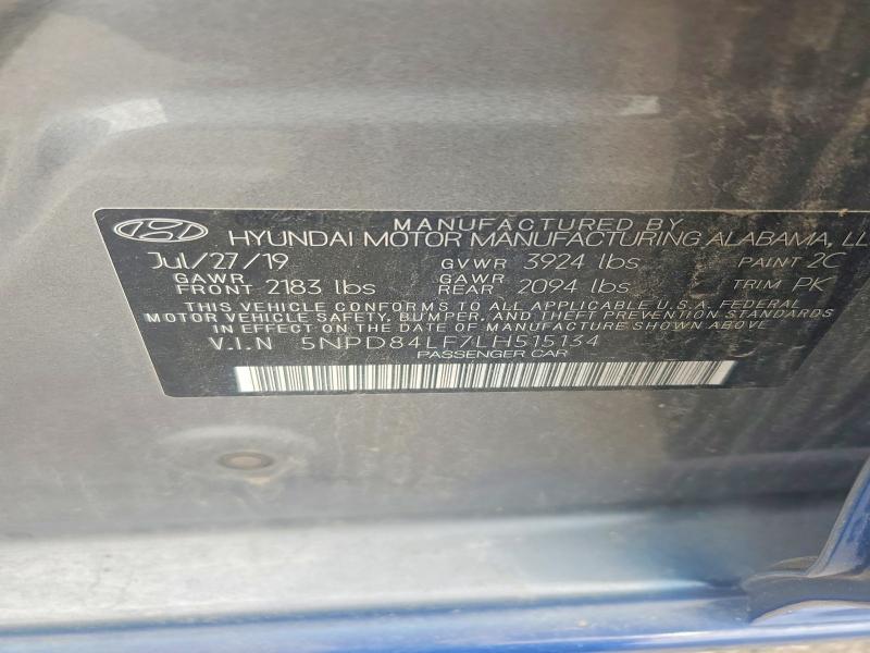 55917316 :رقم المزاد ، 5NPD84LF7LH515134 vin ، 2020 Hyundai Elantra مزاد بيع