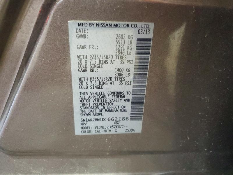 Продаж на аукціоні авто 2013 Nissan Pathfinder, vin: 5N1AR2MM1DC662186, номер лоту: 57008706