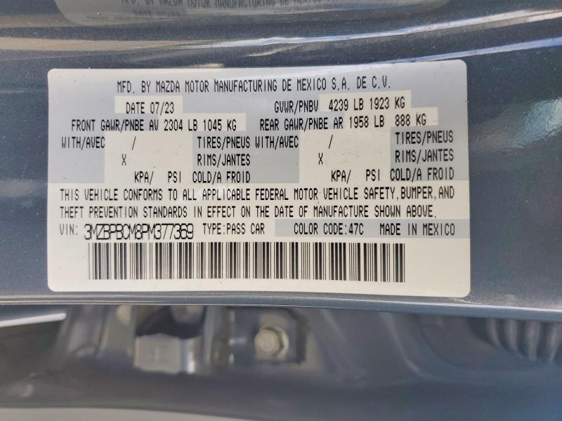 Продаж на аукціоні авто 2023 Mazda 3, vin: 3MZBPBCM8PM377369, номер лоту: 57888576