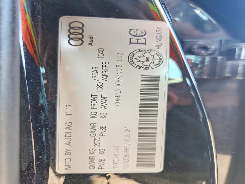 Продажа на аукционе авто 2018 Audi A3, vin: WAUE8GFF9J1035681, номер лота: 55736476