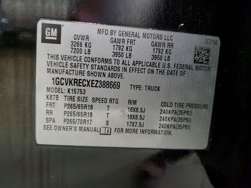 56142096 :رقم المزاد ، 1GCVKRECXEZ388669 vin ، 2014 Chevrolet Silverado مزاد بيع