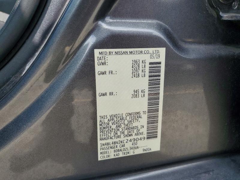 Aukcja sprzedaży 2019 Nissan Altima, vin: 1N4BL4BV2KC249049, numer aukcji: 59360006
