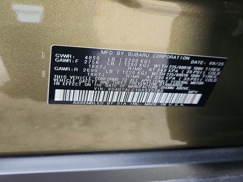 Продажа на аукционе авто 2025 Subaru Outback, vin: 4S4BTALC1S3332263, номер лота: 59537786