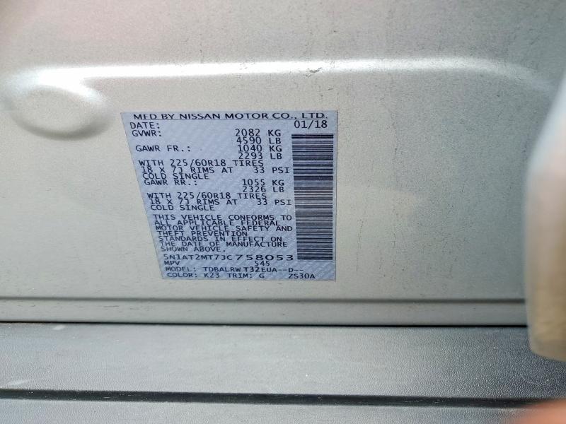 Aukcja sprzedaży 2018 Nissan Rogue, vin: 5N1AT2MT7JC758053, numer aukcji: 57912466