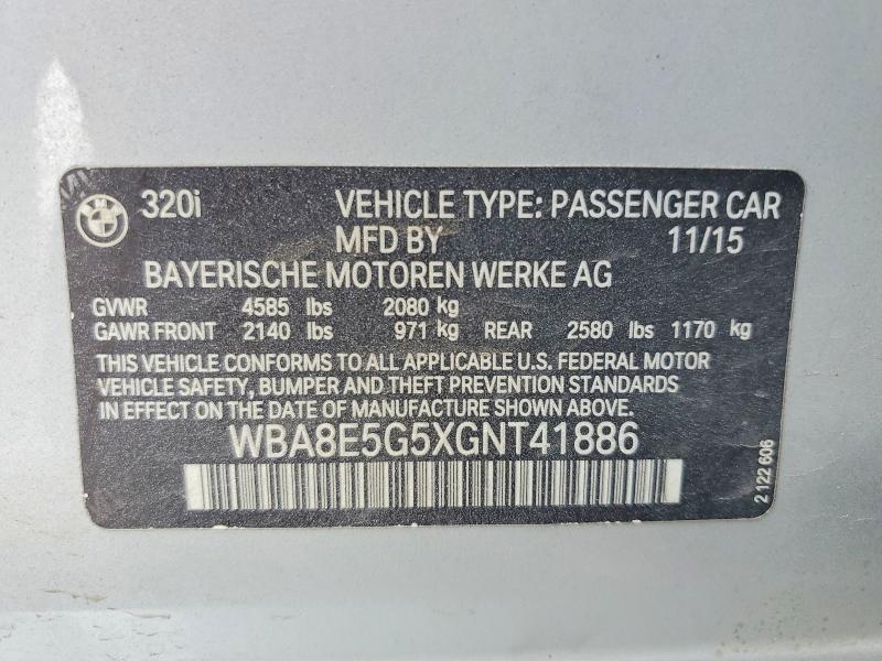 Aukcja sprzedaży 2016 Bmw 320, vin: WBA8E5G5XGNT41886, numer aukcji: 59287946
