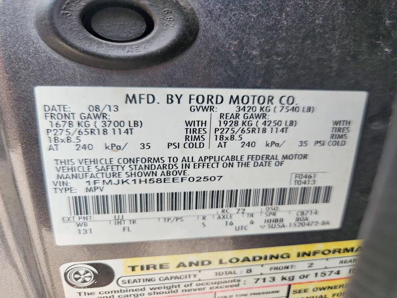 Продаж на аукціоні авто 2014 Ford Expedition, vin: 1FMJK1H58EEF02507, номер лоту: 57914306