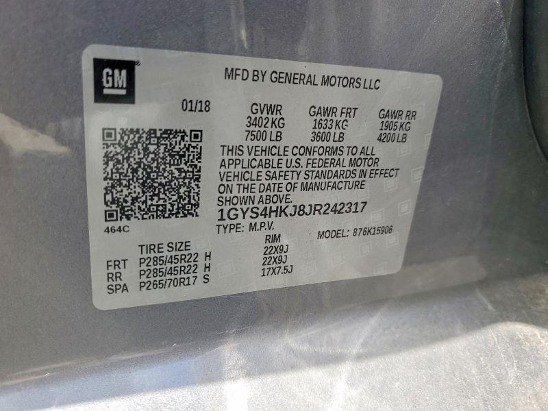 Продаж на аукціоні авто 2018 Cadillac Escalade, vin: 1GYS4HKJ8JR242317, номер лоту: 55232896