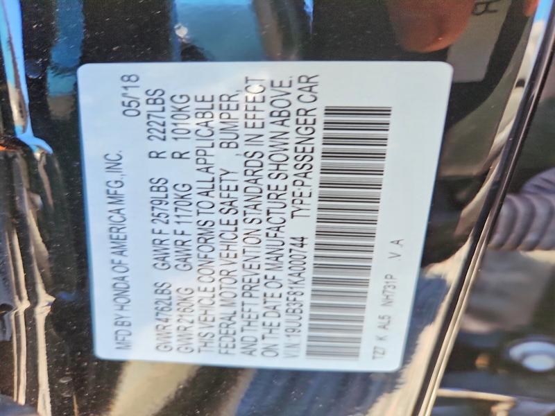 Aukcja sprzedaży 2019 Acura Tlx, vin: 19UUB3F81KA000744, numer aukcji: 56666916