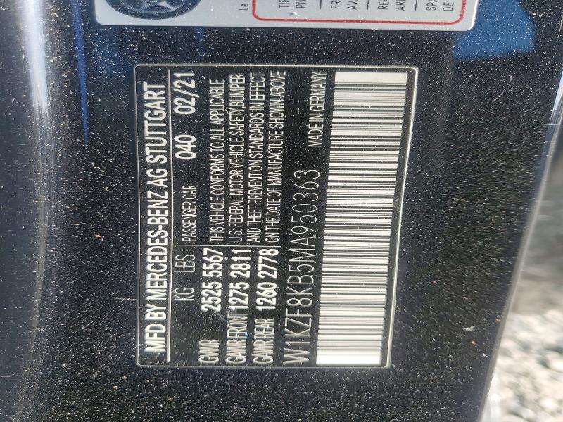 58087506 :رقم المزاد ، W1KZF8KB5MA950363 vin ، 2021 Mercedes-benz E مزاد بيع