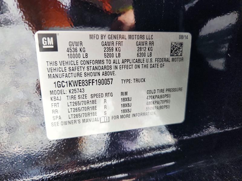 Aukcja sprzedaży 2015 Chevrolet Silverado, vin: 1GC1KWE83FF190057, numer aukcji: 56180826