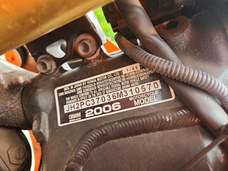 2006 Honda Cbr600 მანქანა იყიდება აუქციონზე, vin: JH2PC37036M310570, აუქციონის ნომერი: 55677716