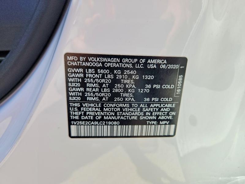 Aukcja sprzedaży 2020 Volkswagen Atlas Cross Sport, vin: 1V25E2CA9LC219080, numer aukcji: 56499956