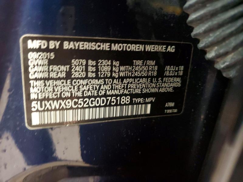 2016 Bmw X3 მანქანა იყიდება აუქციონზე, vin: 5UXWX9C52G0D75188, აუქციონის ნომერი: 57836466