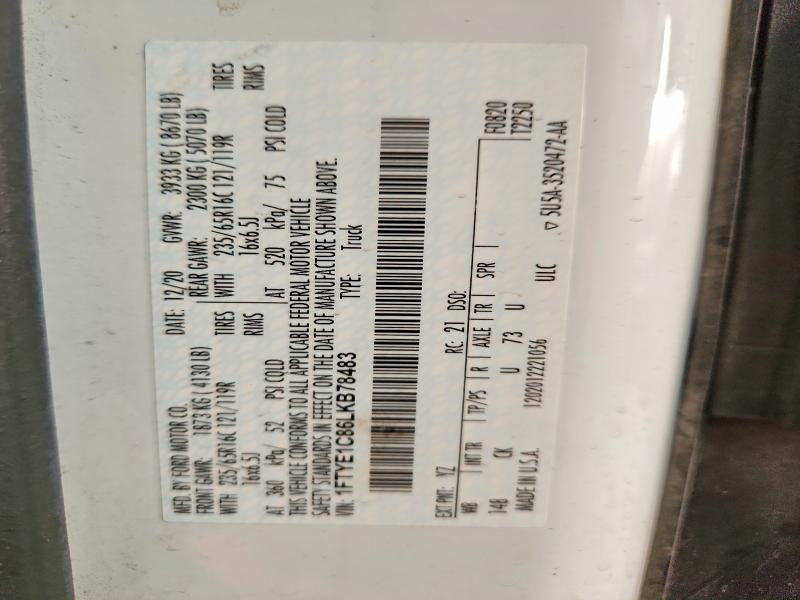 57439146 :رقم المزاد ، 1FTYE1C86LKB78483 vin ، 2020 Ford Transit مزاد بيع