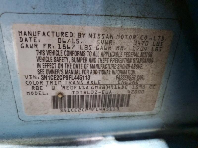 57670406 :رقم المزاد ، 3N1CE2CP9FL445113 vin ، 2015 Nissan Versa Note مزاد بيع