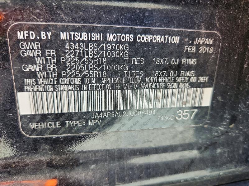Продажа на аукционе авто 2018 Mitsubishi Outlander Sport, vin: JA4AP3AU2JU008494, номер лота: 58467996