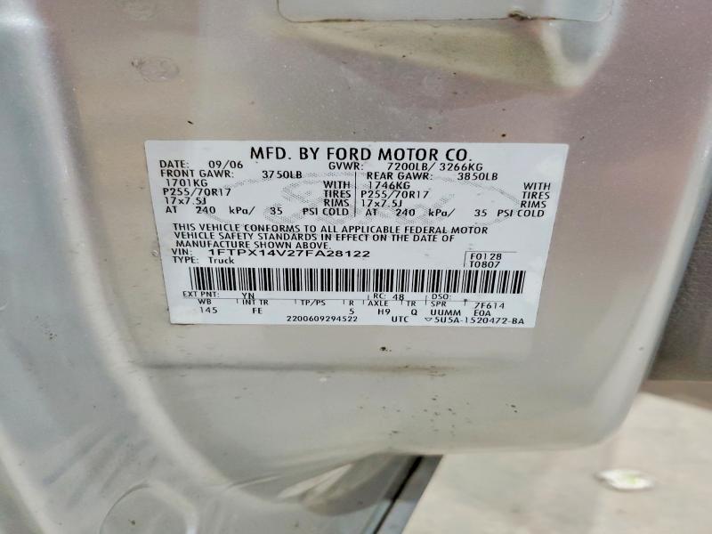 Продаж на аукціоні авто 2007 Ford F150, vin: 1FTPX14V27FA28122, номер лоту: 56493596