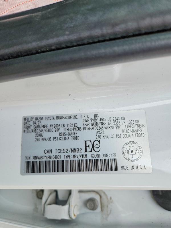 58689746 :رقم المزاد ، 7MMVABDY4PN104809 vin ، 2023 Mazda Cx-50 مزاد بيع