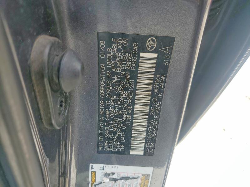 55989736 :رقم المزاد ، JTDBL40E799021231 vin ، 2009 Toyota Corolla مزاد بيع