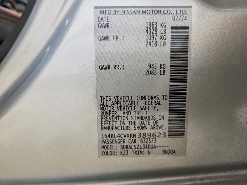Продаж на аукціоні авто 2024 Nissan Altima, vin: 1N4BL4CVXRN389623, номер лоту: 55308116